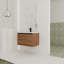 Ensemble de meuble-lavabo brun 30 po avec lavabo de comptoir en résine et 2 portes | Idée de cadeau