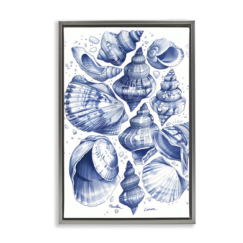 Aquatic Conch Collection Floating Frame, design by LSR Design Studio, 25" H x 17" W, Luster Gray Floater Frame