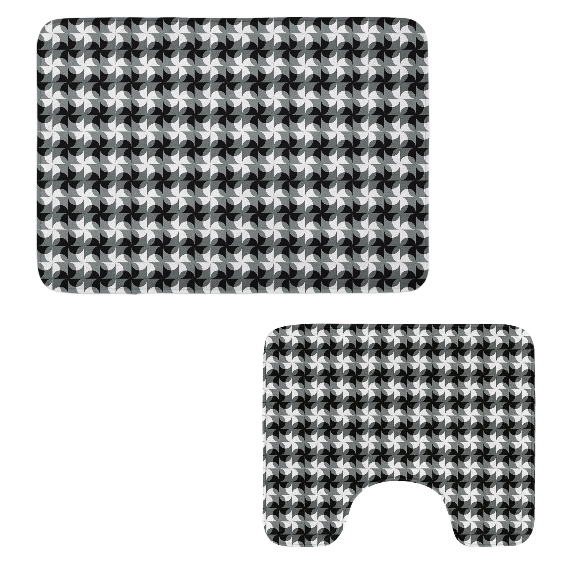 East Urban Home Black and Grey Bathroom Rug Set 2 Pieces Rectangle ...