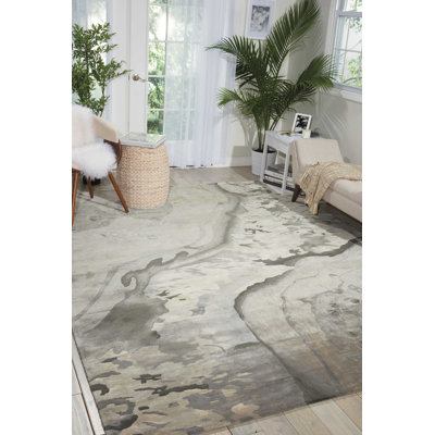 Tapis gris abstrait moderne fait à la main Versailles