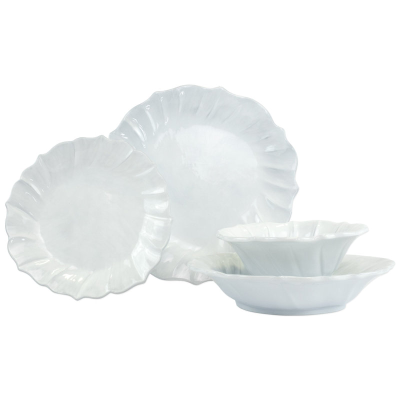 Incanto Stone Handmade Stoneware Dinnerware Set, Light White
