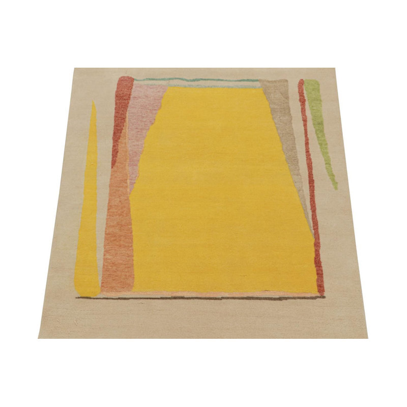 Hand Knotted Geometric Area Rug, Rectangle 8' x 10'