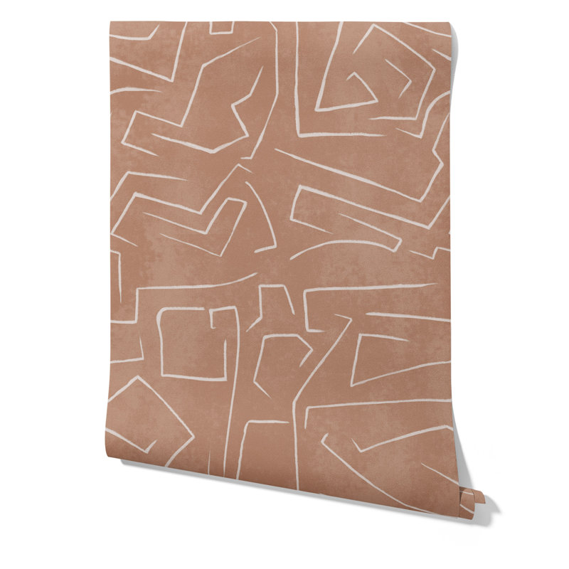 Modern Graffiti Wallpaper On A Salmon Pink Background