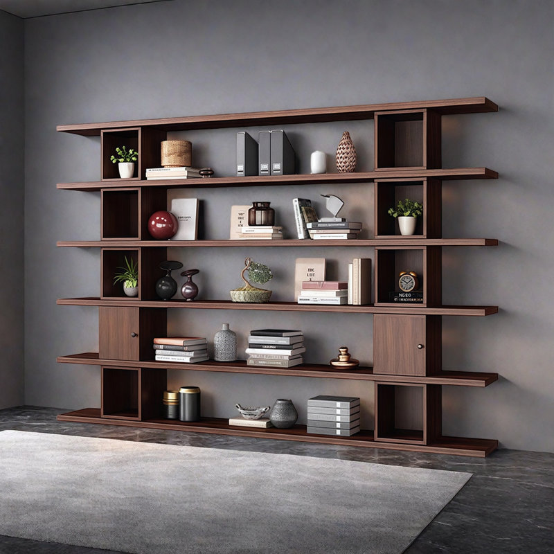 Une bibliothèque de qualité classique, (6 tablettes) H 78,7 po x l 86,6 po x P 13,7 po