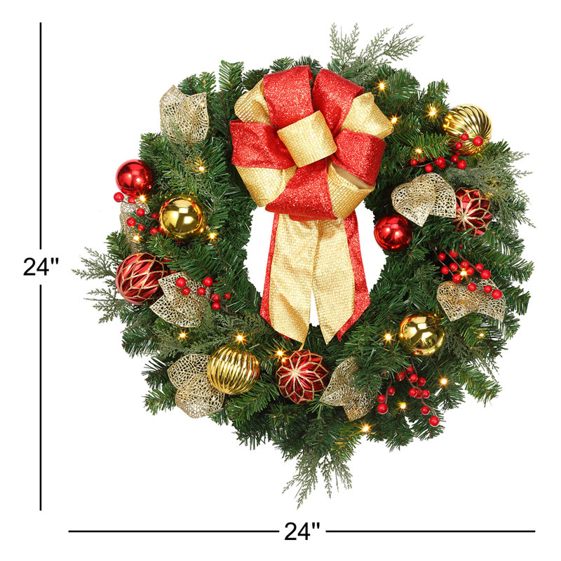 Faux Lighted 24'' Wreath