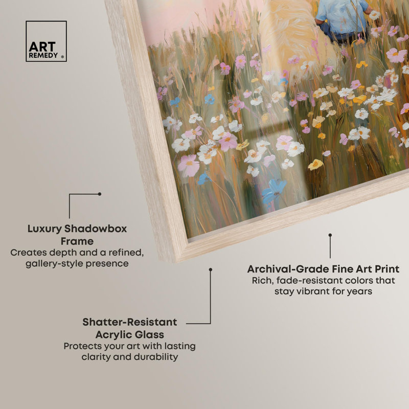 «Sunset Companions Shadowbox Print» par Art Remedy, H 31 po x l 25 po, Crème, crème