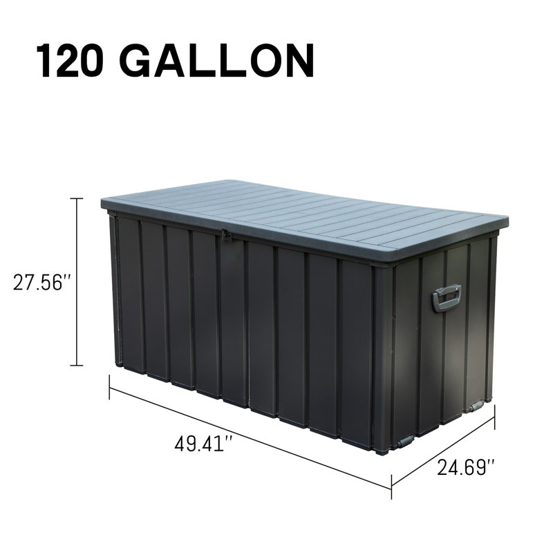 Patio 120 gallons gris foncé - Rangement imperméable pour oreillers et serviettes de plage
