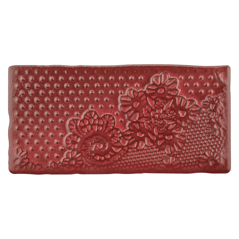 Antic Feelings 3" x 6" Ceramic Patterned Subway Tile, Feelings Red Moon