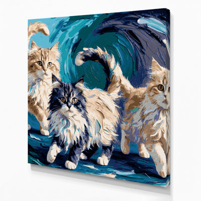 Cats Ragamuffin Blue Canvas Wall Art