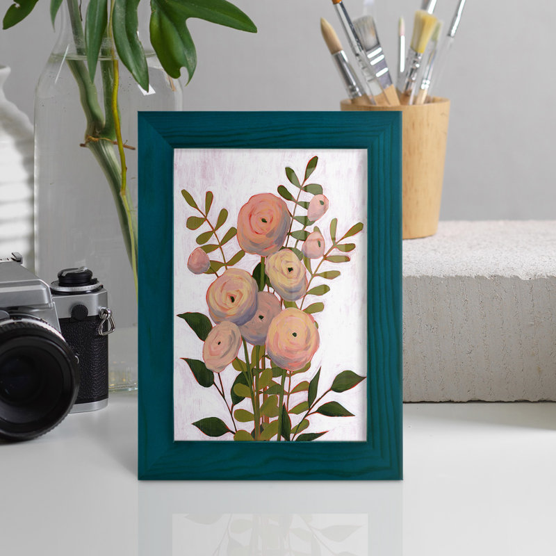 Flower Burst II " Flower Burst II " Print, 8" H x 6" W x 1" D, Blue