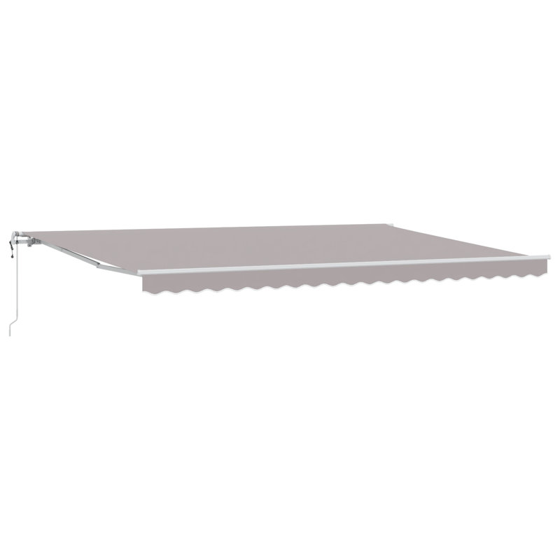 Ebern Designs Retractable Patio Awning, 500 cm W x 300 cm D, Light Grey/White