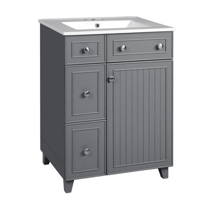 24" Bathroom Vanity Cabinet with Ceramic Sink