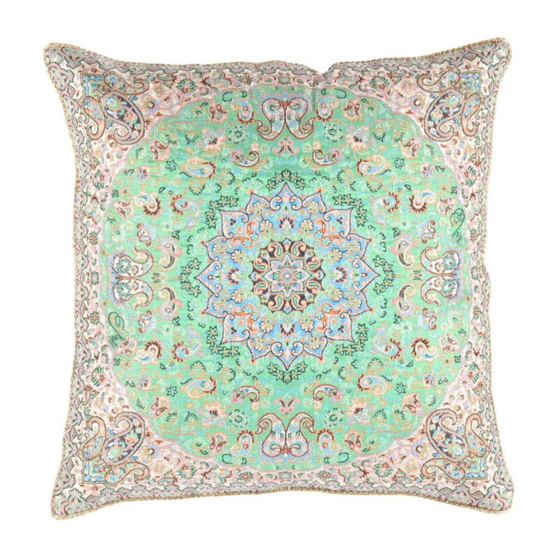 Oriental Square Pillow Cover & Insert, 16" H x 16" W, Spring Green/Apple Oriental