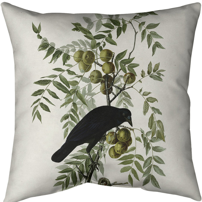 Coussin en oiseau américain american, 20 po x 20 po, Blanc cassé, Sergé de coton