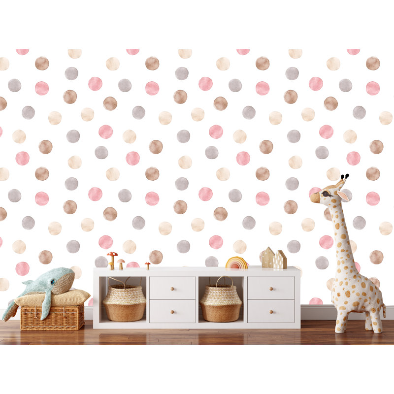 Cicle Dots Baby Room 10' L x 24" W Peel and Stick Wallpaper Roll