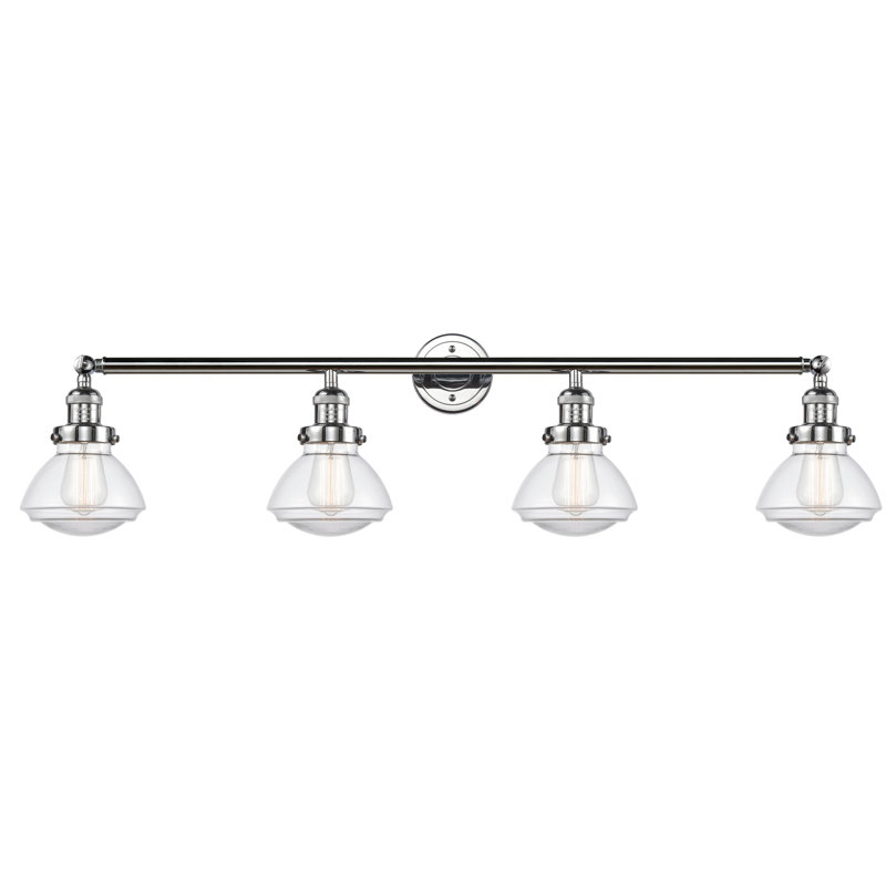 Éclairage pour salle de bain 4 lumières Chesterville, Ampoule incandescente rétro de 60 watts, Transparent, Or satiné
