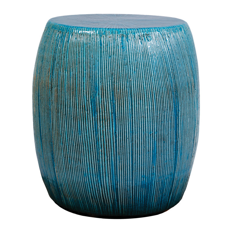 Ceramics Accent Stool, Aquamarine Texture Gloss