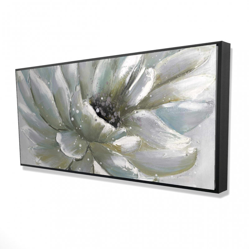 White chrysanthemum - 24"x48" Framed canvas