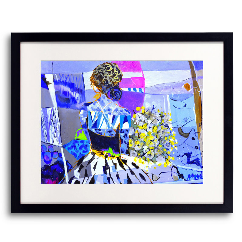Danae par Pol Ledent - Peinture, H 25,25 po x l 31,25 po, Papier avec cadre noir