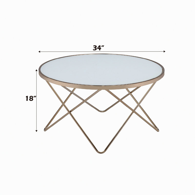 Table basse d'intérieur avec plateau en verre givré