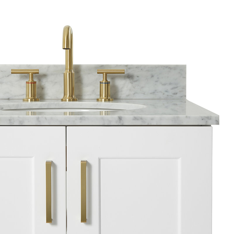 ARIEL TAYLOR 37 IN RIGHT OFFSET SINGLE OVAL SINK VANITY, White, Right, Oval 
