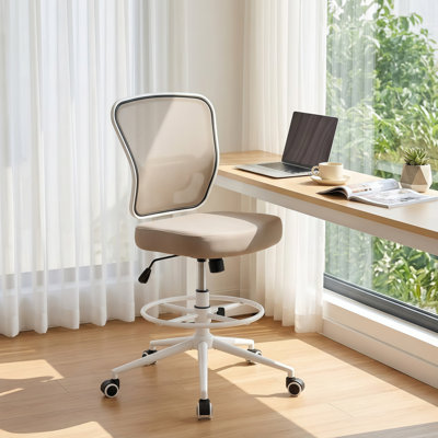 Jonilda Drafting Chair with Footrest Ergonomic Swivel Armless Mesh Office Desk Chair for Home Office, Drafting, Computer Work