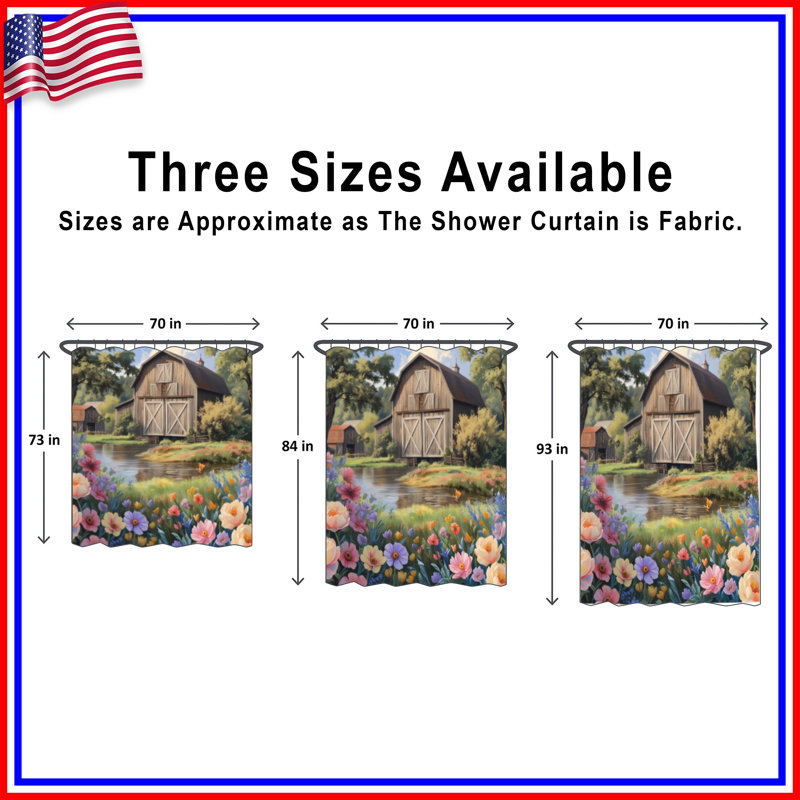 Rideaux de douche Rustic Barn Scene, L 70 po x H 72 po