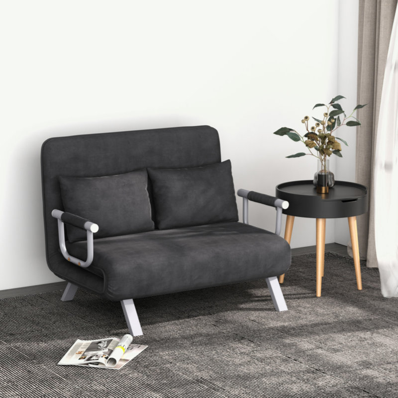 Canapé-lit convertible, dossier réglable à 5 positions, fauteuil avec coussins et canapé-lit de loisirs, gris, Gris