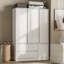 Chambre à coucher à 3 portes de 70,9 po de hauteur avec 2 tiroirs, tiges suspendues, tablettes réglables et armoire autoportante moderne pour la chambre à coucher