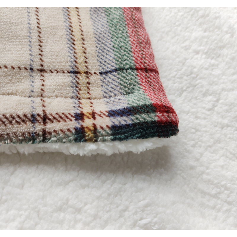 Soft Tartan Throw Blanket, Natural/Red/Green