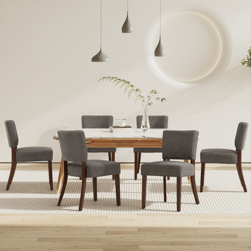 Chaise de salle à manger rembourrée en bois massif Parsons, Brun