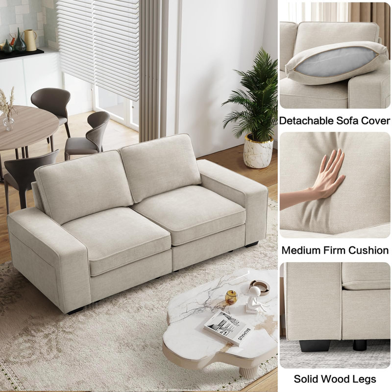 Modular Sofa Couch With Seats Storage For Living Room, Office, Small Space, 33.1" H x 72" W x 31.9" D, 2