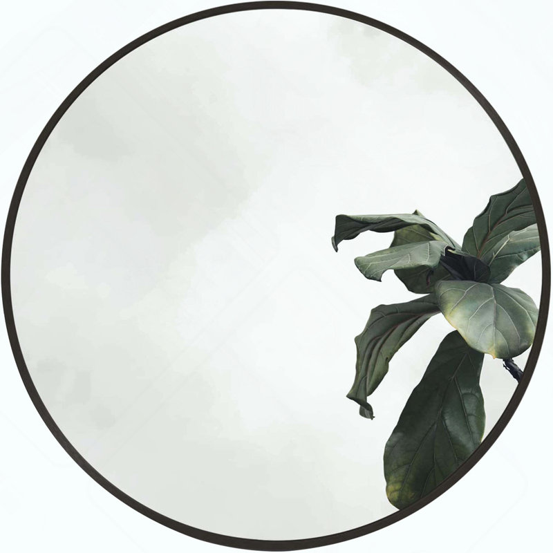 Miroir rond pour salle de bain, Noir, 16 po x 16 po, Rond