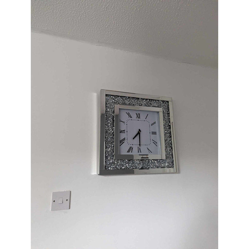 Nova Square Crushed Diamond Wall Clock