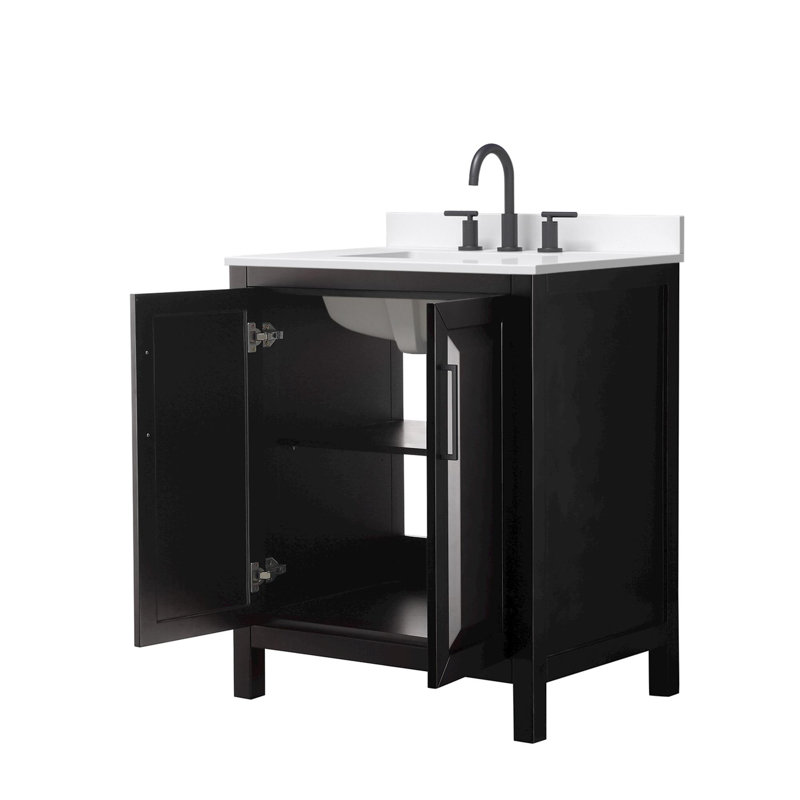 Daria 30'' W Vanity, Matte Black, Blue, White Quartz