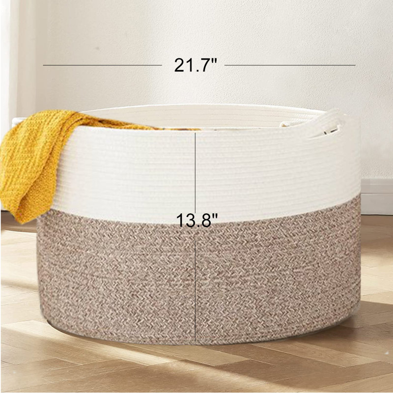 Panier en tissu, Brun / blanc, H 13,8 po x l 21,7 po x P 21,7 po