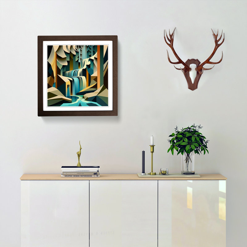 Waterfall Cubism - Framed Print, Walnut
