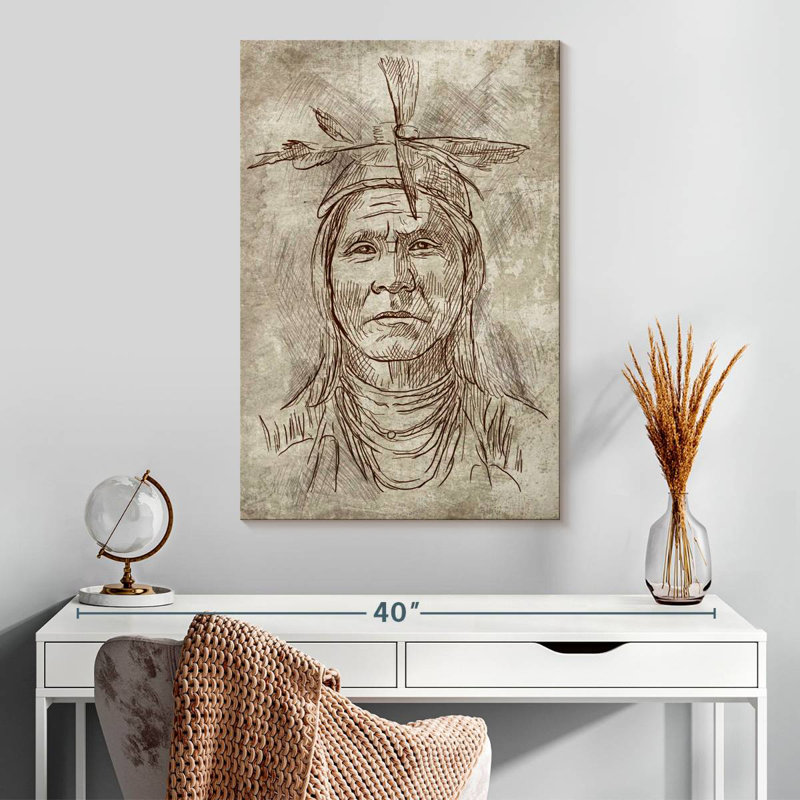 Lelar American Indian Sketch, 30" H x 20" W