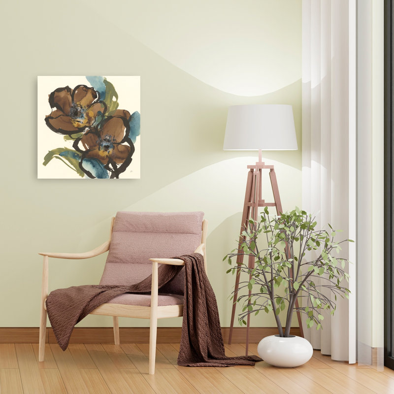 «Golden Brown I Contemporary Flower», reproduction d'art murale, 24" H x 24" W