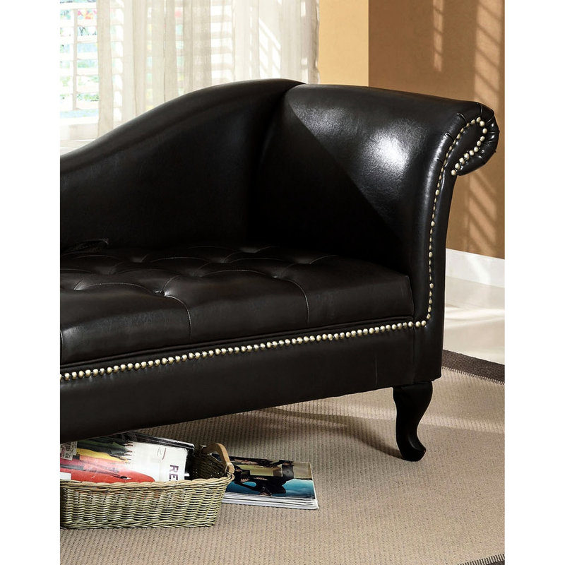 62.4" W Transitional Storage Chaise, Black