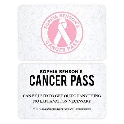 Custom Cancer Pass Card, Funny Metal Wallet Card With Name & Ribbon Color, Chemo & Survivor Gift