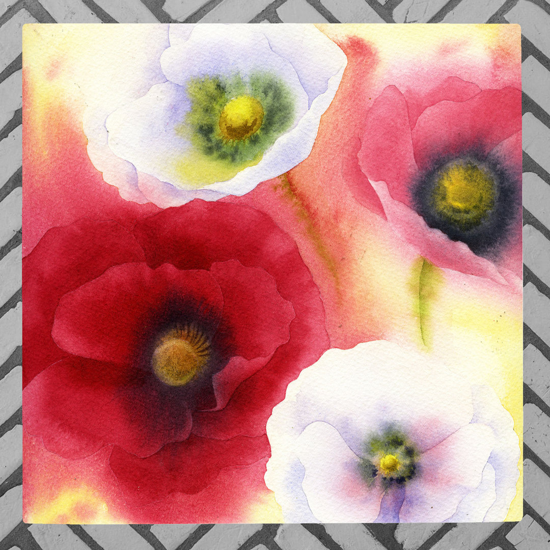 P.STONE Traditional Plants & Flowers Wall Decor on Ceramic