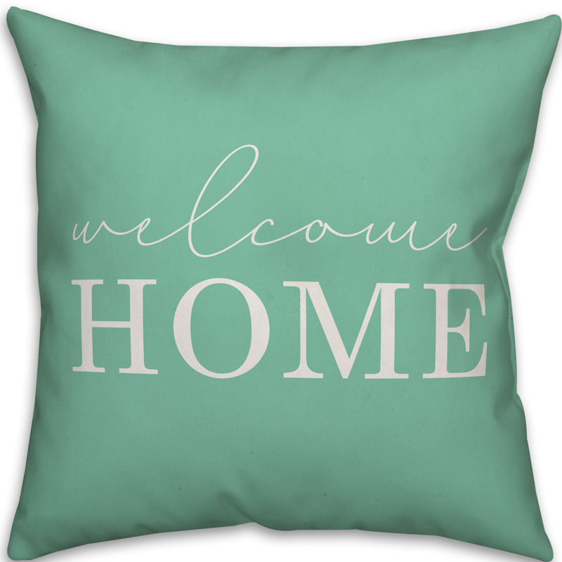 Textual Outdoor Throw Pillow, 20" H x 20" W, Mint Green