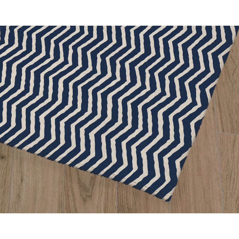 Bula Zig Low Pile Carpet Straight Rectangular Chair Mat, Rectangle 5' x 7', Blue