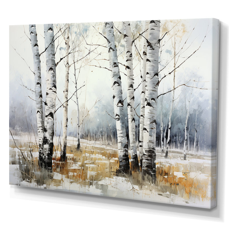 «Silver Minimalisme Tree Birchs Breath II» sur toile, H 30 po x l 40 po x P 1,5 po, Toile tendue