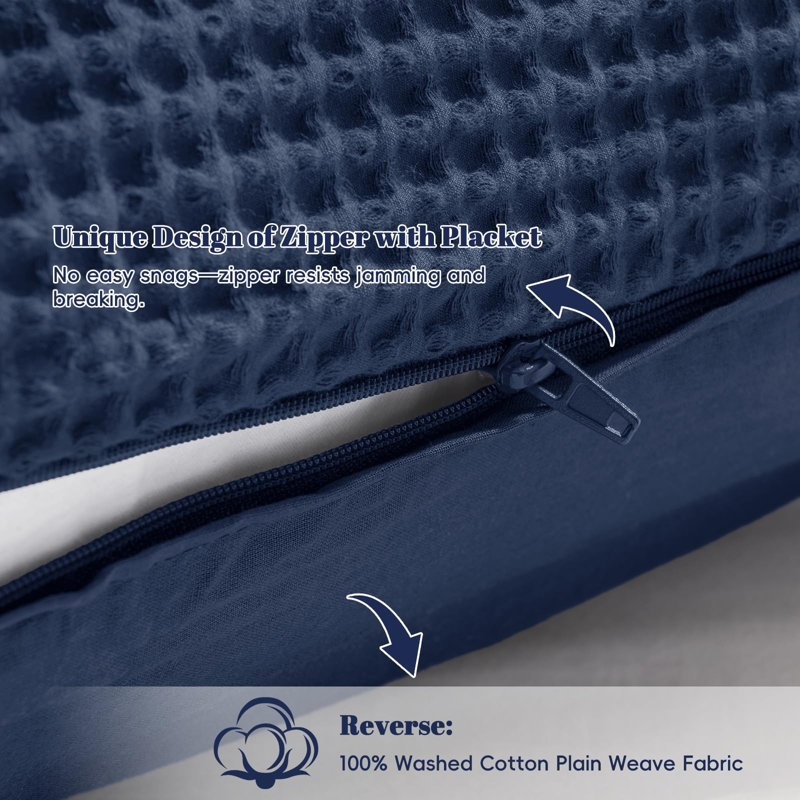 PHF 100% Cotton Waffle Body Pillowcase with Zipper, 1 Pack Soft Skin-Friendly and Breathable Pillow Sham for Bed, 20x54"