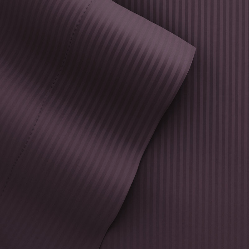 Ensemble de draps rayé et gaufré de quatre articles Becky Cameron, Mauve, Ensemble de draps pour lit double + un drap-housse