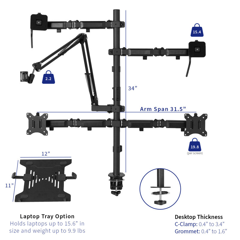 Black All-In-One Livestream Desk Mount with Dual Monitor Arms