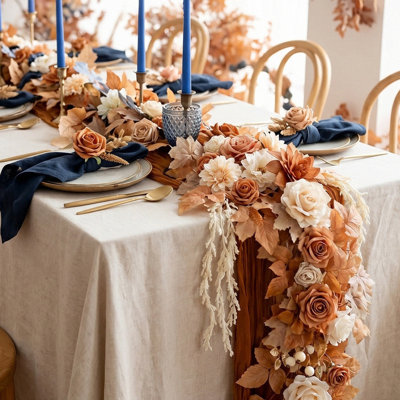 5.9FT Eucalyptus And Willow Leaf Garland With White Flower, Handcrafted Wedding Sweetheart Table Centerpieces Head Table Decor Arch Backdrop Decorations For Wedding