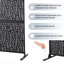 6Ft Black Galvanized Steel Bamboo Pattern Privacy Screen Fence Panel Room Divider With Riser Feet